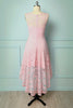 Charger l&#39;image dans la galerie, Robe asymétrique rose en dentelle