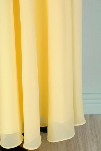 Robe longue à col en V jaune