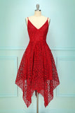 Robe asymétrique rouge foncé