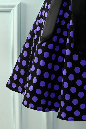 Robe Pinup Halter Dots Noir Violet