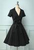 Charger l&#39;image dans la galerie, Robe vintage noire à pois blanc