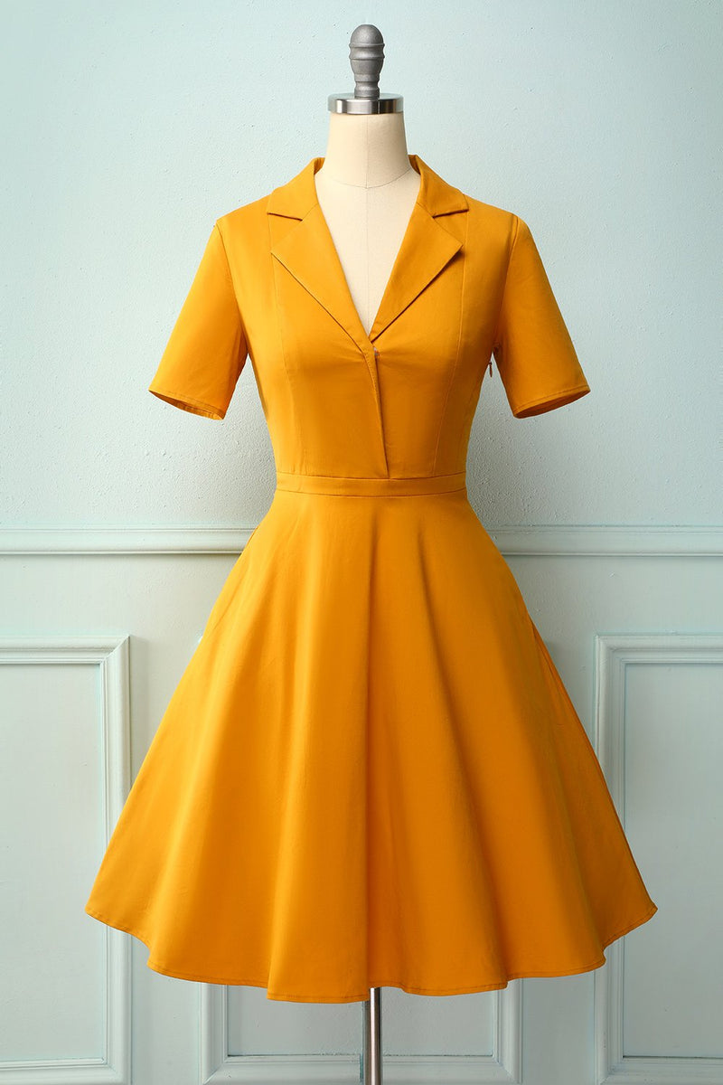 Charger l&#39;image dans la galerie, Robe jaune des années 1950