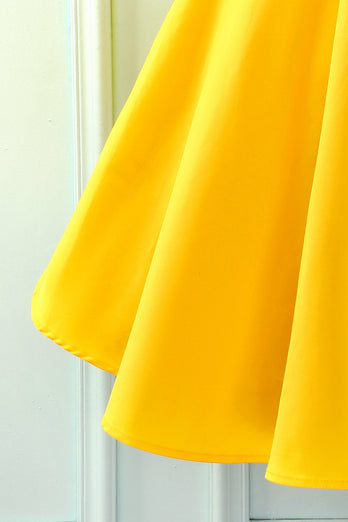 Robe vintage jaune(LA CEINTURE N'EST PAS INCLUS)
