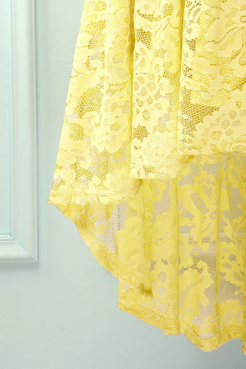 Robe asymétrique en dentelle jaune