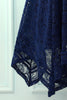 Charger l&#39;image dans la galerie, Robe asymétrique en dentelle bleu marine à col en V