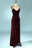 Robe de bal en velours bordeaux