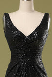 Robe longue noire à paillettes