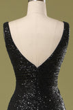 Robe longue noire à paillettes