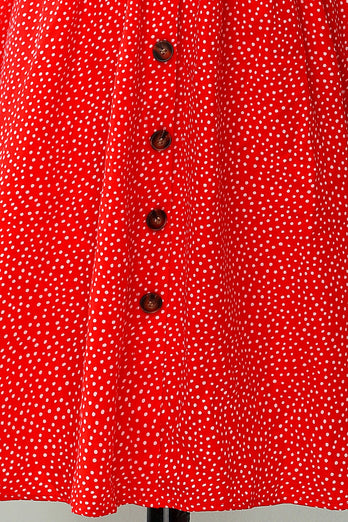 Robe à fleurs rouge vintage avec bouton