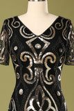 Robe à paillettes noires des années 1920