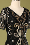 Robe à paillettes noires des années 1920