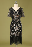 Robe à paillettes noires des années 1920