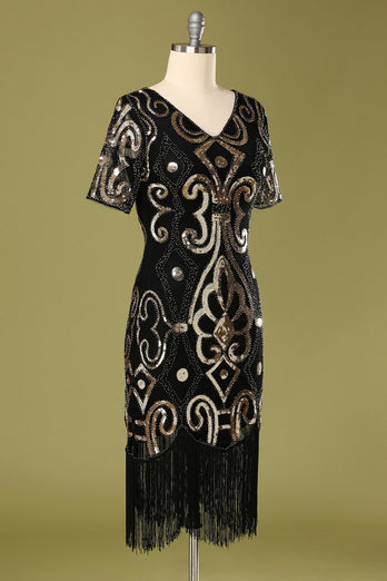 Robe à paillettes noires des années 1920