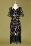 Robe à paillettes noires des années 1920