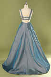 Robe de bal longue bleu pailleté