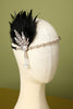 Charger l&#39;image dans la galerie, Bandeau à clapet perle plume noire des années 1920