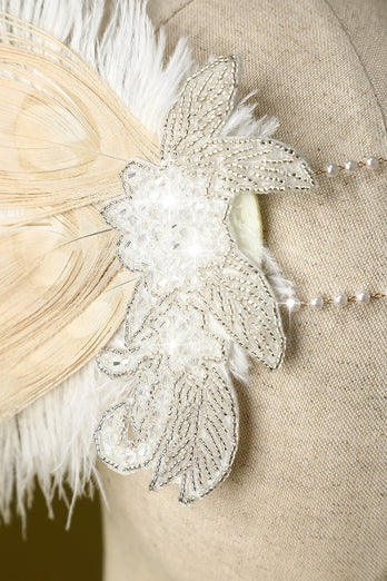 Bandeau avec perles et plumes années 1920