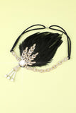 Bandeau à clapet perle plume noire des années 1920