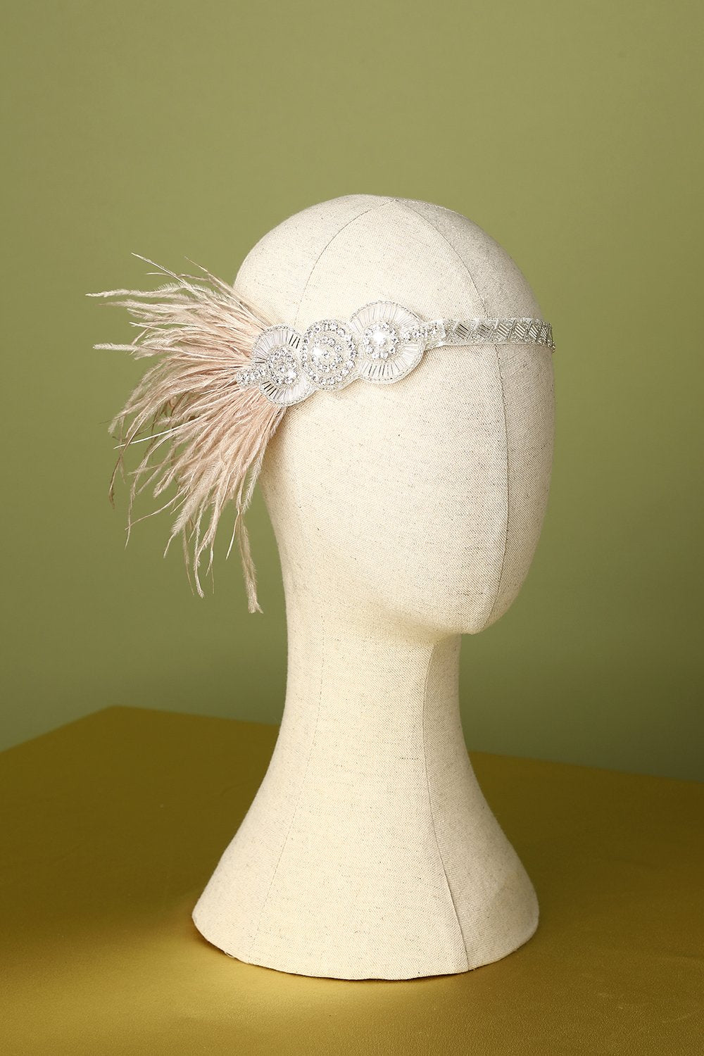 Bandeau de clapet perlé plume des années 1920