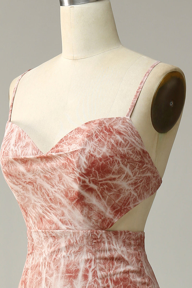 Charger l&#39;image dans la galerie, Fourreau Spaghetti Straps Blush Long Bridesmaid Dress avec Split Front