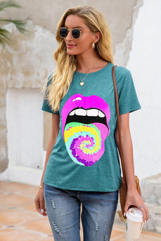 T-shirt imprimé bouche violette