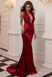 Sexy Mermaid Red Long Prom Dress avec Backless