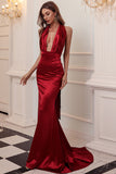 Sexy Mermaid Red Long Prom Dress avec Backless