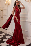 Sexy Mermaid Red Long Prom Dress avec Backless