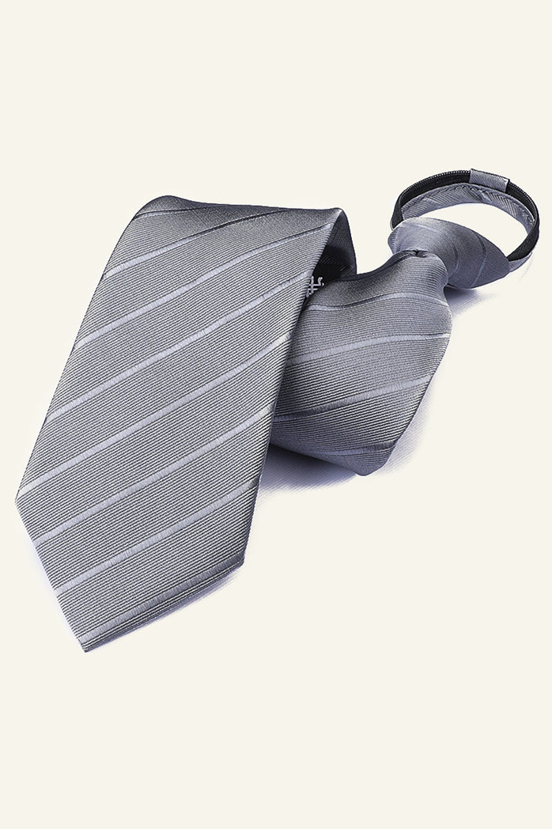 Charger l&#39;image dans la galerie, Cravate pour homme rayée gris foncé pour la fête