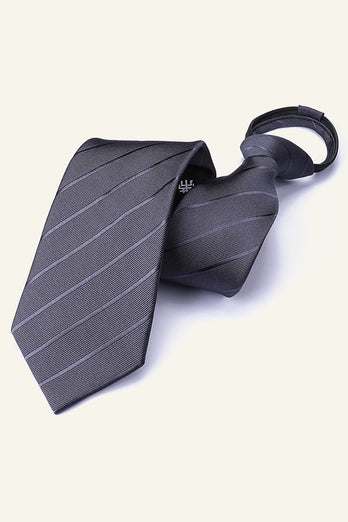 Cravate pour homme rayée gris foncé pour la fête