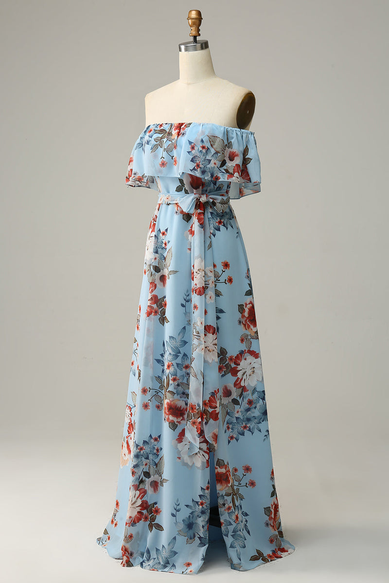 Charger l&#39;image dans la galerie, Robe de demoiselle d’honneur Boho Florale Bleu foncé