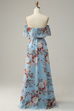 Robe de demoiselle d’honneur Boho Florale Bleu foncé