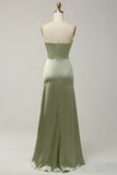 Robe longue de demoiselle d'honneur verte convertible sirène