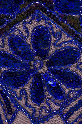 Robe Moulante Bleu Royal avec Franges