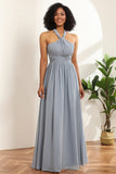 Grey Blue Convertible Long Chiffon Robe de demoiselle d’honneur