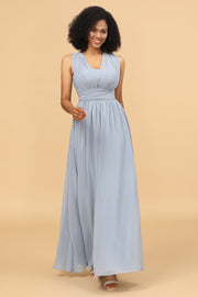 Grey Blue Convertible Long Chiffon Robe de demoiselle d’honneur