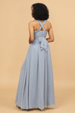 Grey Blue Convertible Long Chiffon Robe de demoiselle d’honneur