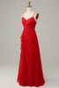 Charger l&#39;image dans la galerie, Sangles spaghetti rouges Une robe de demoiselle d’honneur de ligne