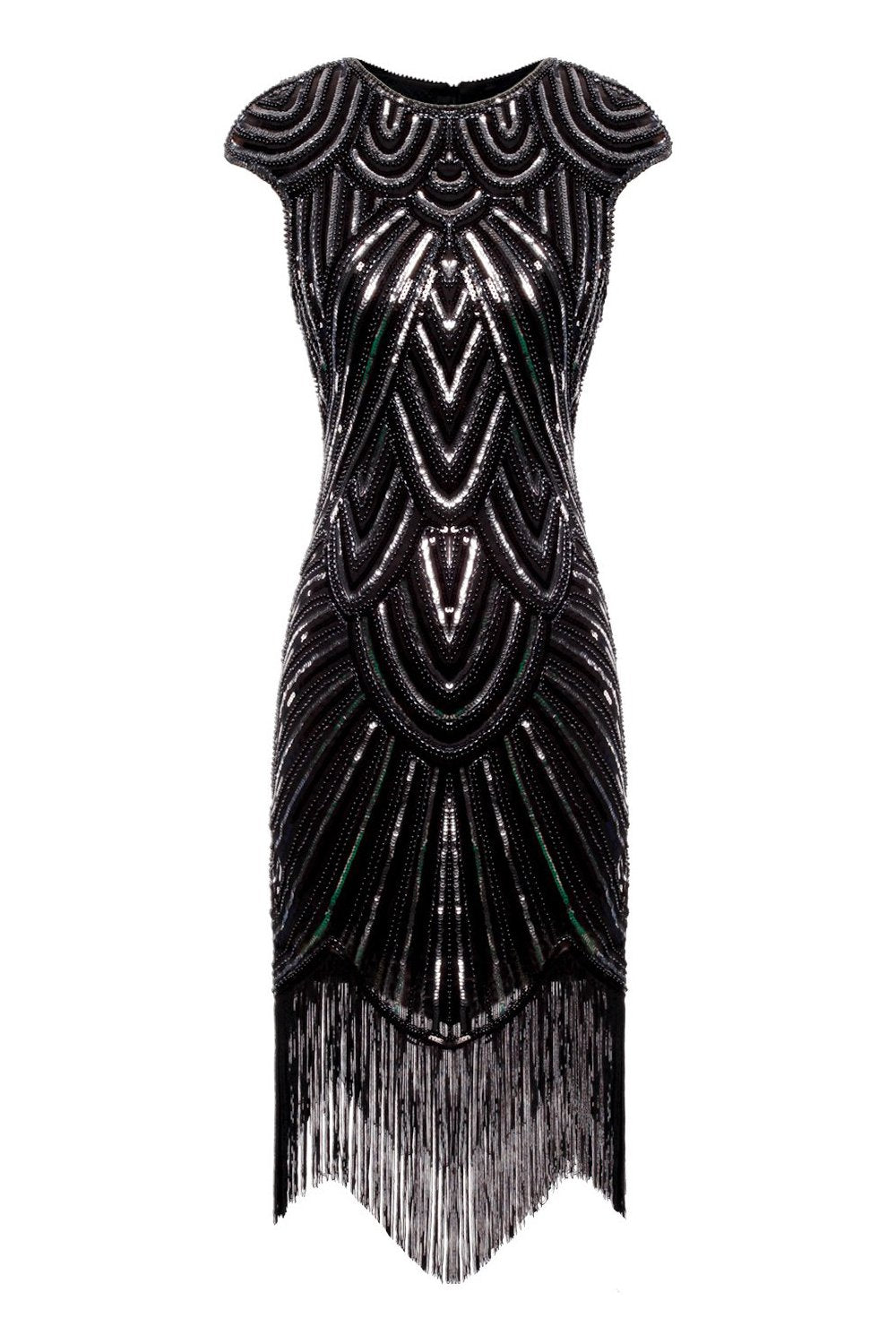 Robe 1920s Flapper avec Paillettes Noire