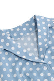 Hepburn Style V Col Blue Polka Dots 1950s Robe