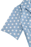 Hepburn Style V Col Blue Polka Dots 1950s Robe