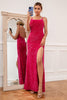 Charger l&#39;image dans la galerie, Hot Pink Spaghetti Straps Sequin Prom Robe de bal