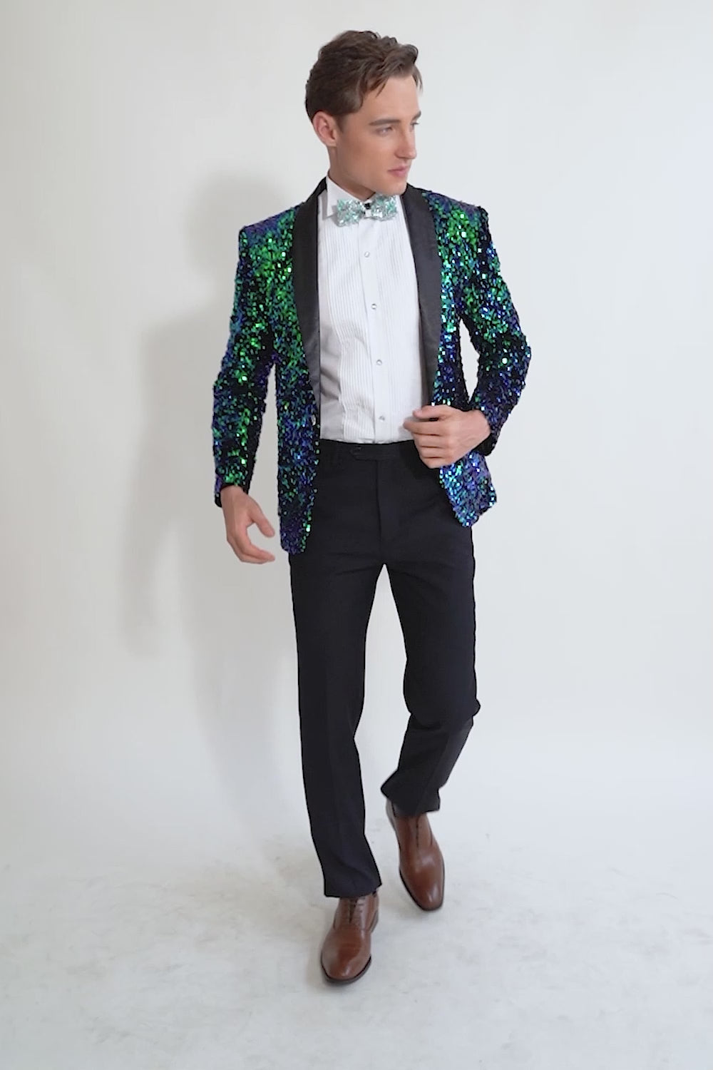 Blazer Pailleté Homme – Coupe Ajustée – Col En V – Imprimé 3D Brillant – Pour Fête, Carnaval, Mariage - 6