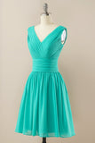 Robe de demoiselle d’honneur Verte Chiffon Midi