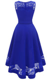 Haute robe en dentelle bleue royale basse avec Bowknot