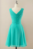 Robe de demoiselle d’honneur Verte Chiffon Midi