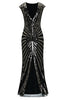 Charger l&#39;image dans la galerie, Robe Sirène Noire Année 1920 Gatsby Flapper avec paillette