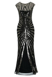 Robe Sirène Noire Année 1920 Gatsby Flapper avec paillette