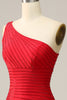 Charger l&#39;image dans la galerie, Sirène une épaule rouge longue robe de soirée avec perles