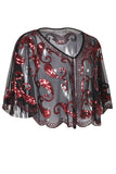 Zapaka Cape à Paillettes Rouge Style Rétro des Années 1920